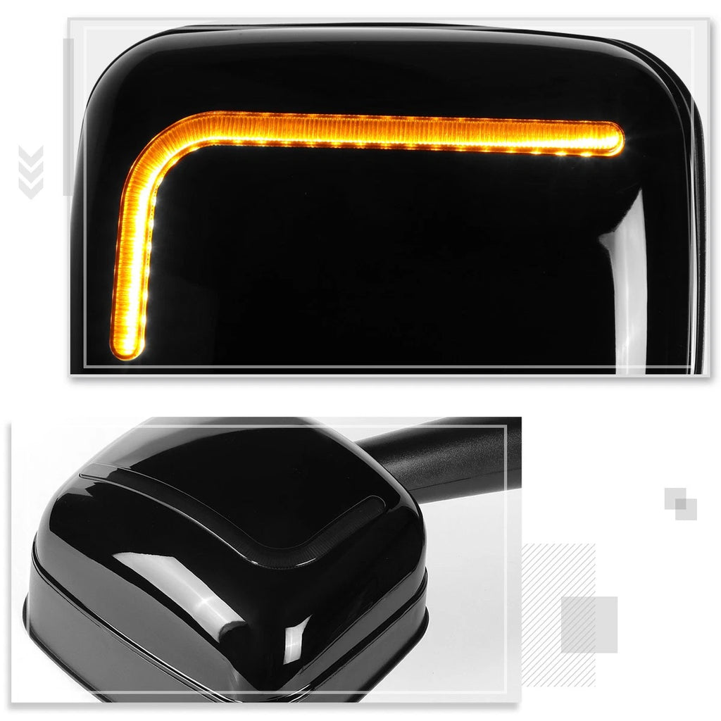 Sequential L-Shape LED Signal Side Hood Mirrors for Freightliner Cascadia (2008–2017)