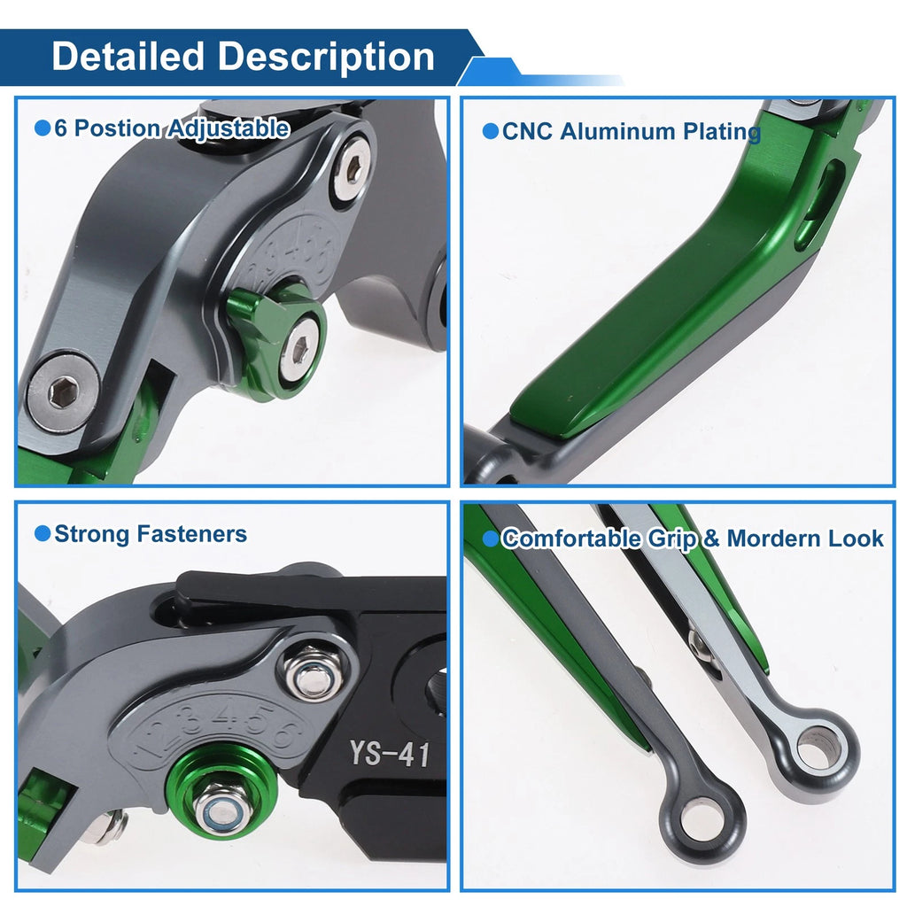 Adjustable Brake Clutch Levers for Suzuki GSXR150 (2017–2020) Titanium Green