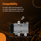 AC Compressor w/Clutch for Ford Contour 2.5L (1995–2000) 1520381 6-Groove