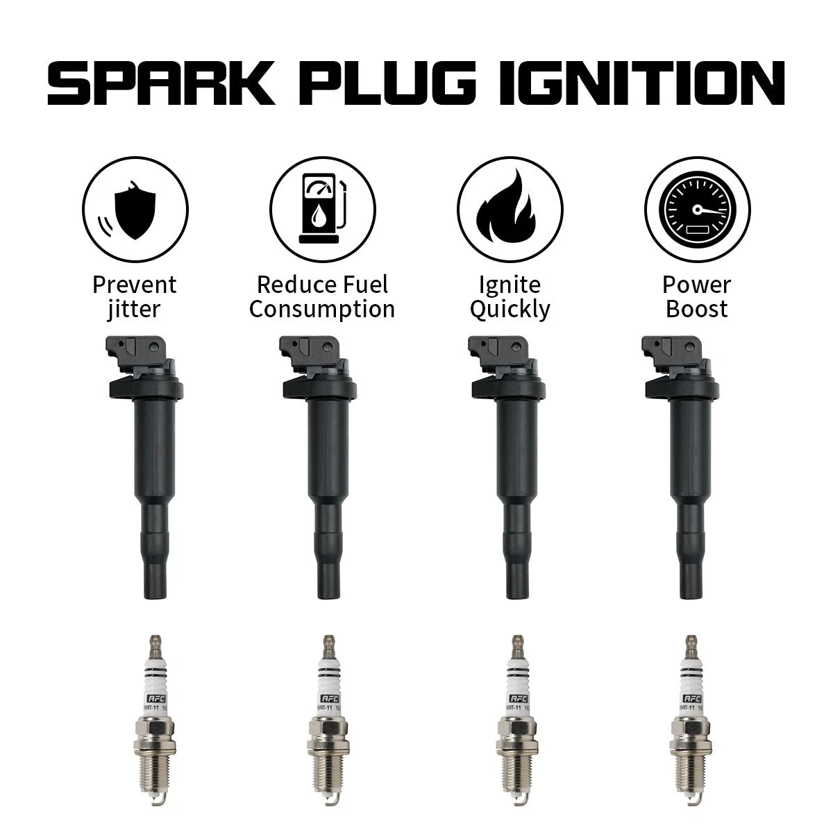 Set of 4 Ignition Coils & 4 Spark Plugs for BMW 328i 335i 550i 650i 750i 740i (2001–2017)