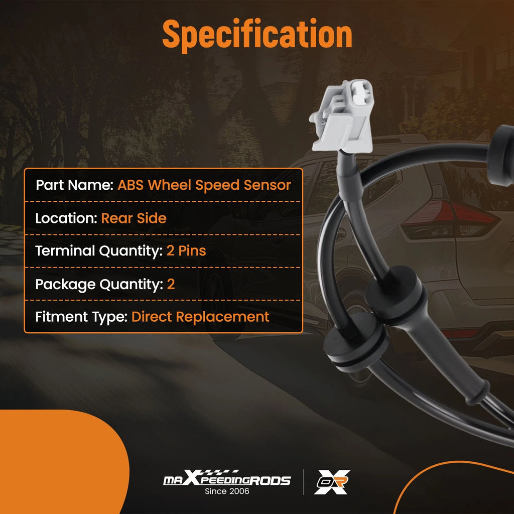 2Pcs Rear ABS Wheel Speed Sensor Pair for Chevrolet Avalanche (2007–2012)