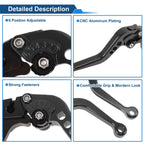 Adjustable Short Brake Clutch Levers for Suzuki SV650 (1999–2010) Solid Black