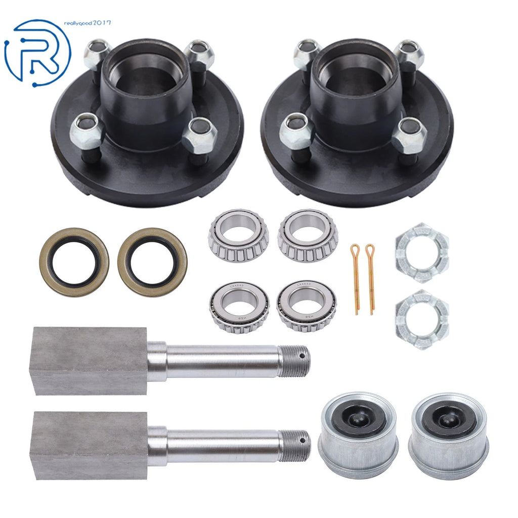 Set of 2 Trailer Hub Kit & BT8 Spindle & Bearing Kit for 4 on 4" Trailers (2000 lbs)