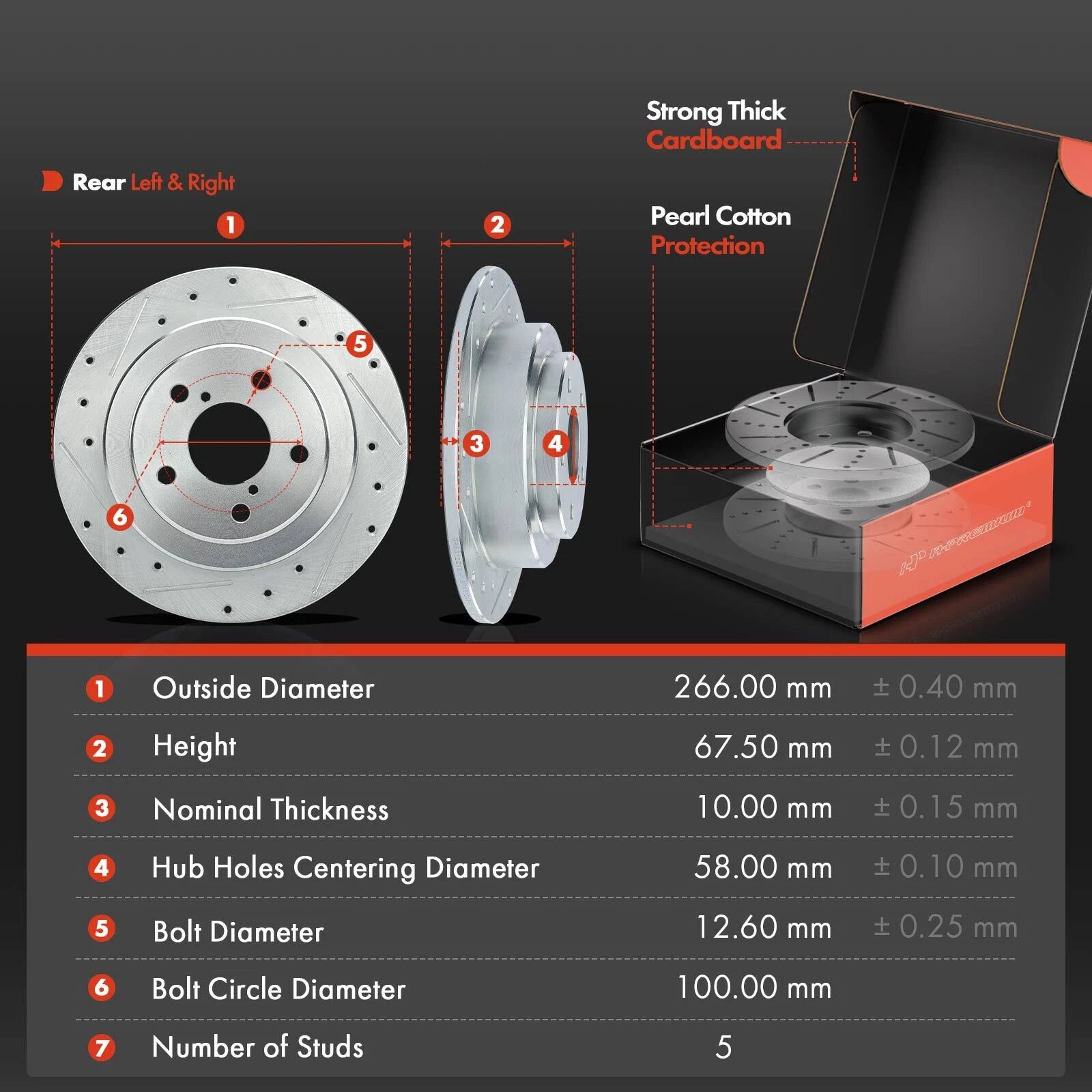 Rear Drilled Brake Rotors & Ceramic Pads for Subaru Legacy Impreza