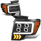 LED DRL Halo Quad Projector Headlight Lamps for Ford F-150 (2009–2014)