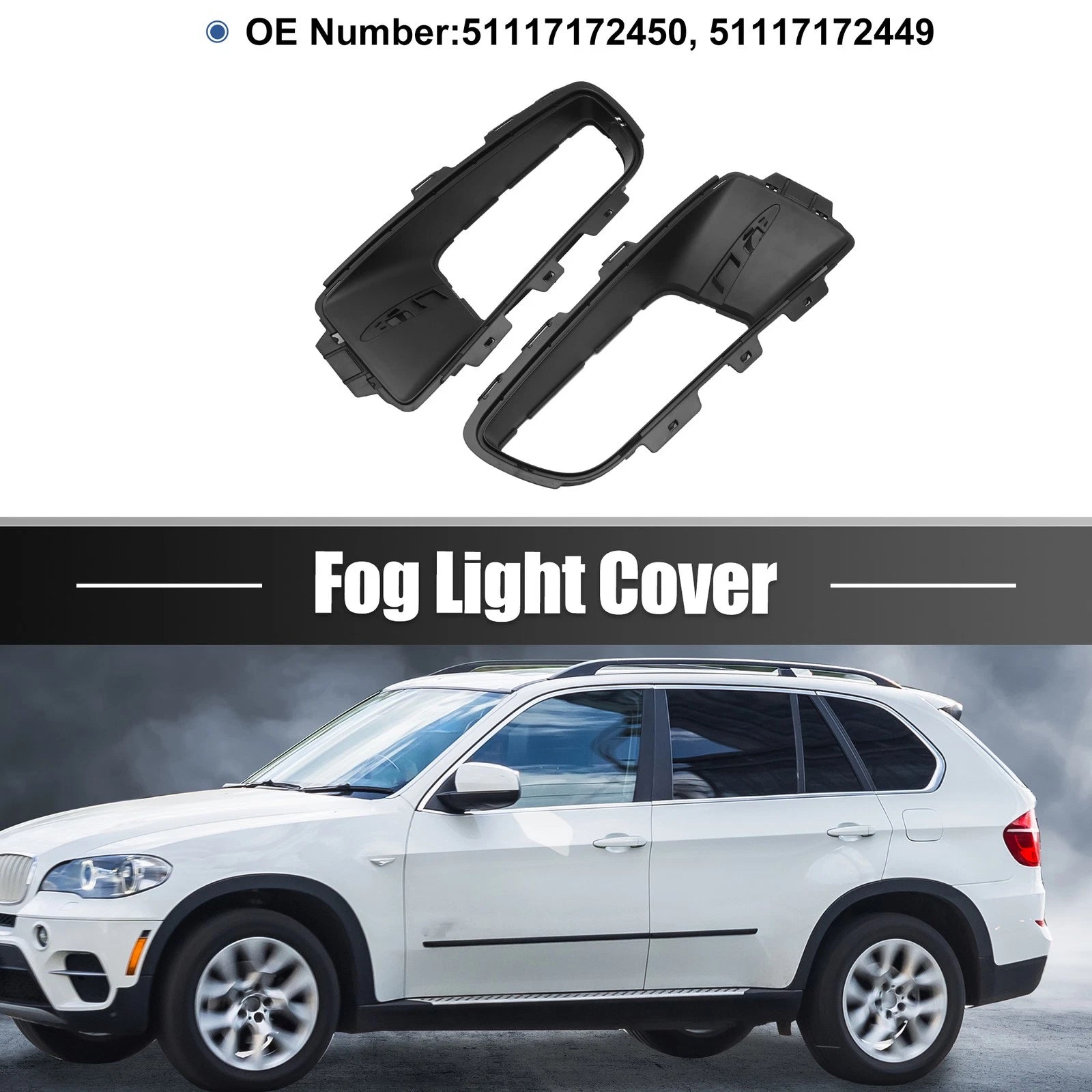 1 Pair Fog Light Grille Cover Trim for BMW X5 E70 (2007–2013) 51117172450 51117172449