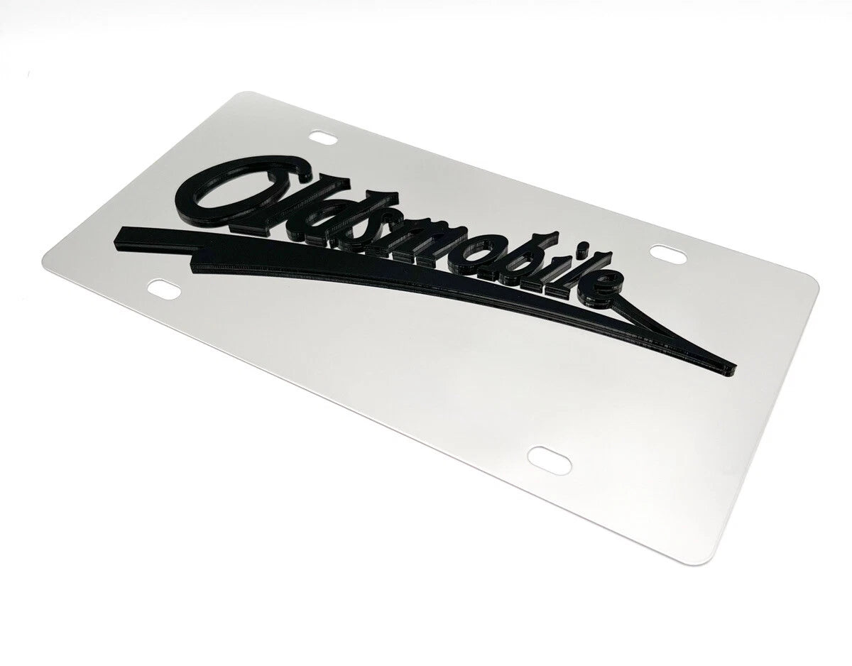 Chrome Metal License Plate for Oldsmobile Emblem Logo (Universal)