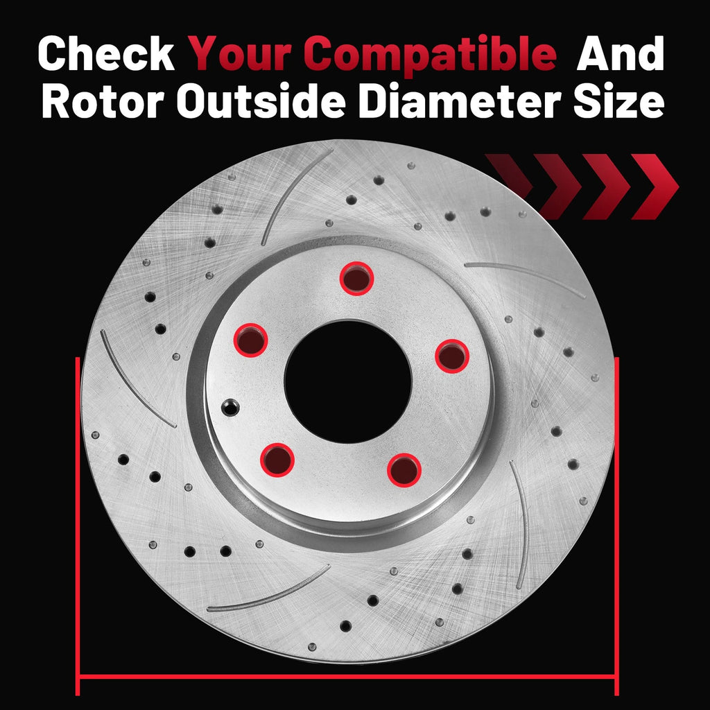 330mm Front Drilled Rotors Brake Pads for Silverado GMC Sierra 1500 (2014–2023)