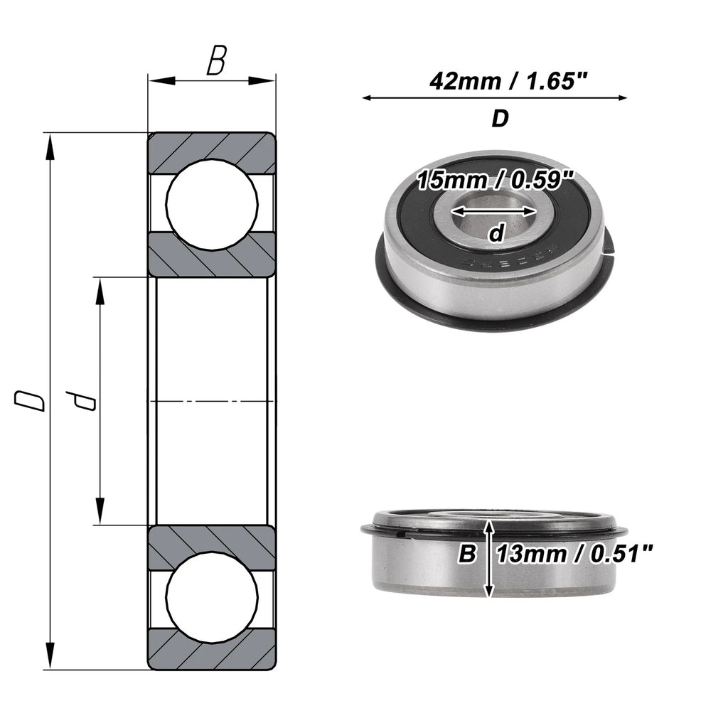 6302NR2RS Deep Groove Ball Bearings for Scooter Skateboard (15x42x13mm)