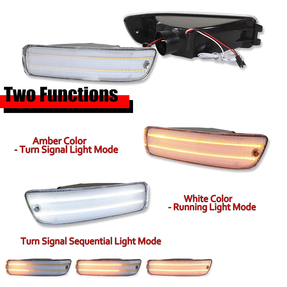2X Clear Front Bumper Switchback LED Parking Signal Light for Acura Integra (1992–1993)