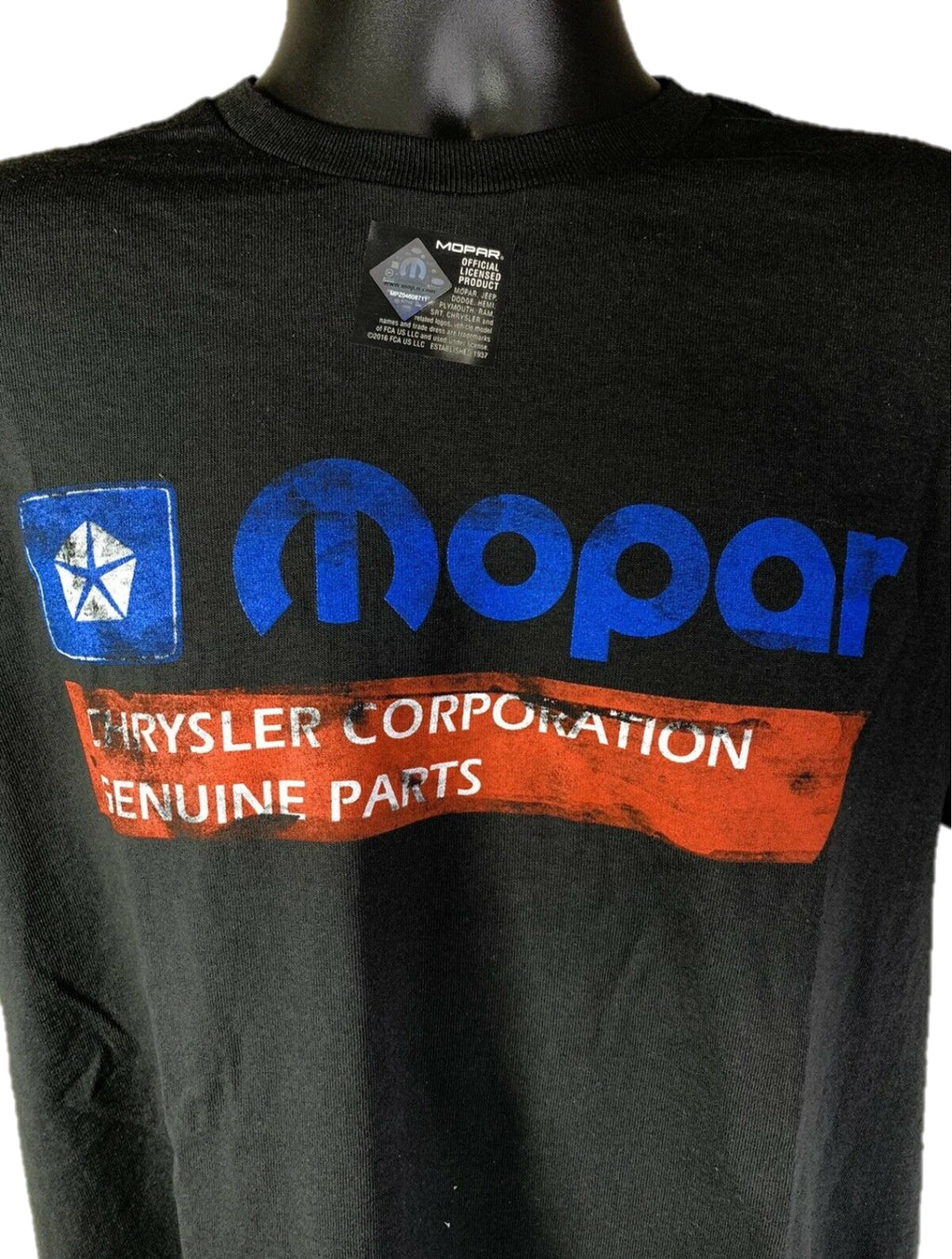 Genuine Mopar T-Shirt with 1985-1990 Logo for Chrysler Corporation