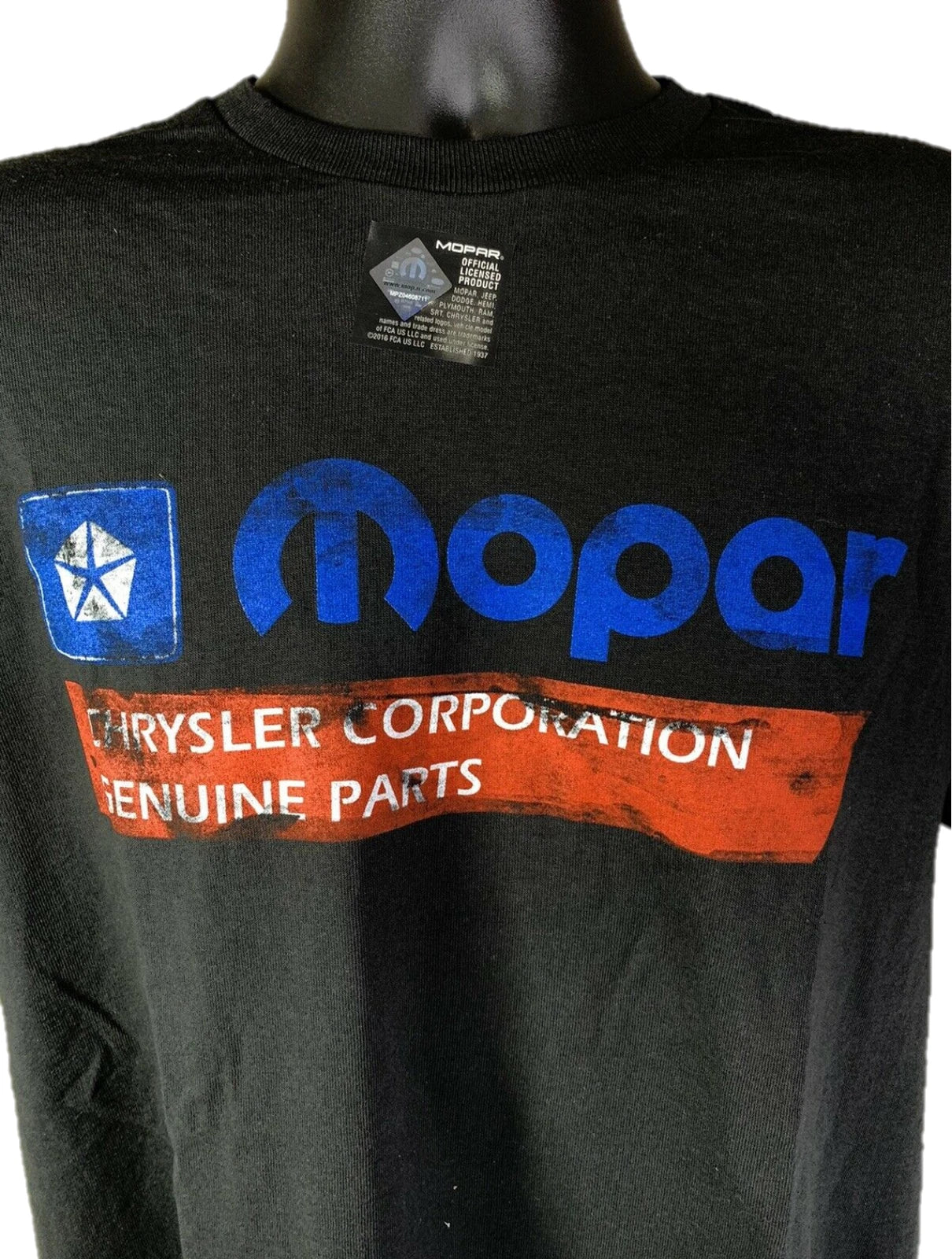 Genuine Mopar T-Shirt with 1985-1990 Logo for Chrysler Corporation