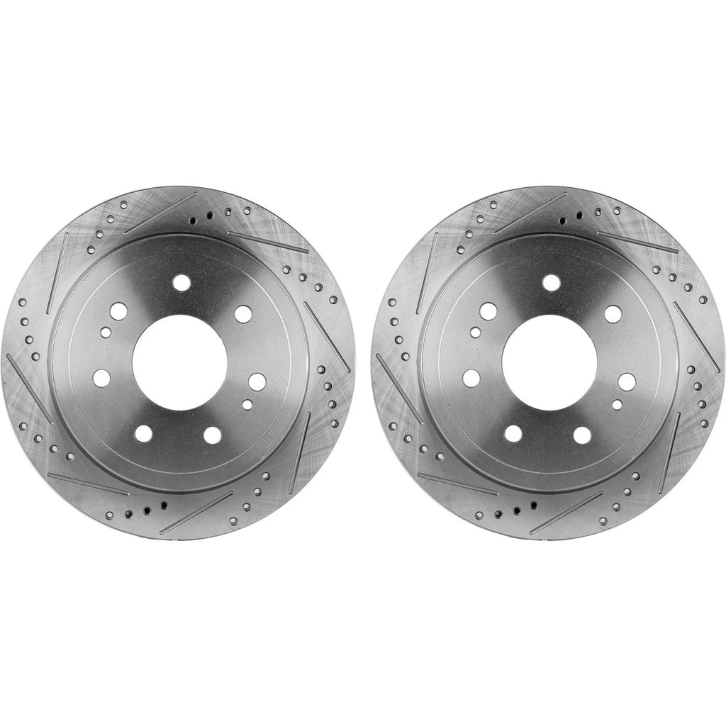 Rear Brake Disc and Pad Kit for Ford F-150 (2004–2011) Cross-drilled Slotted