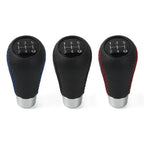 5 Speed Manual Gear Shift Knob Lever for Universal Fit (Black Leather)