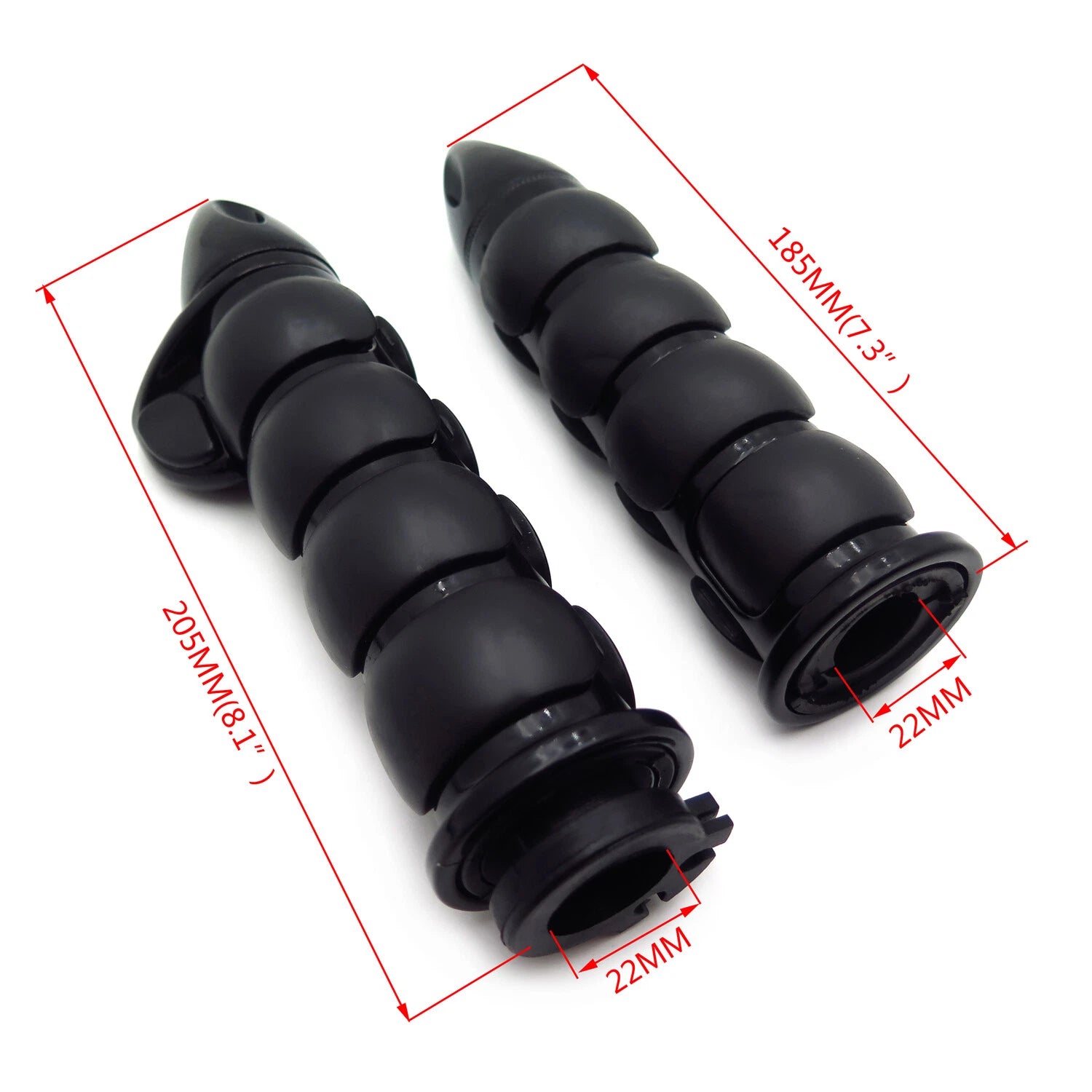 2X Black 22mm Custom Bullet Handlebar Grips Rubber for Honda
