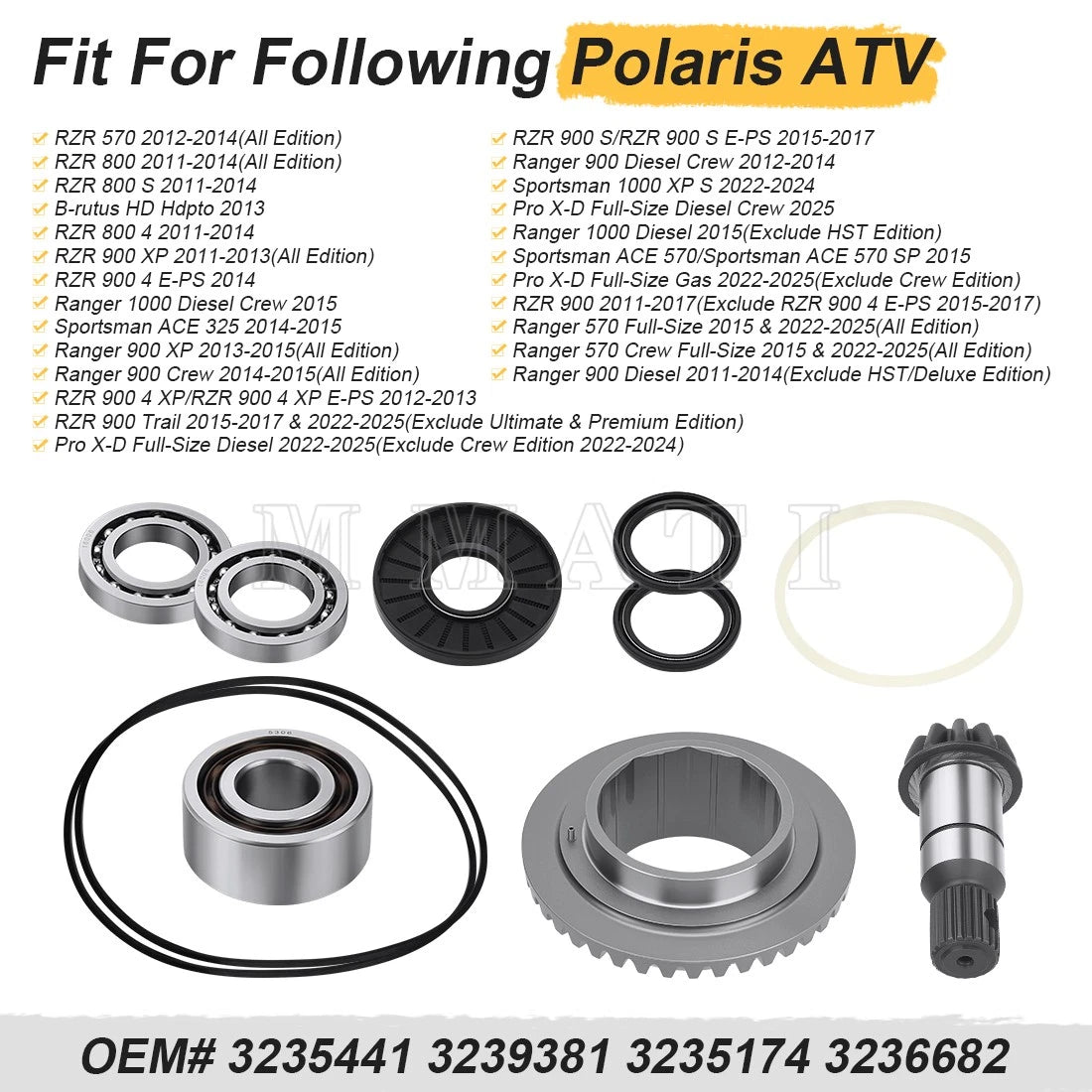 Front Differential Ring Pinion Gear Bearing for Polaris RZR Ranger Sportsman (2008–2023)
