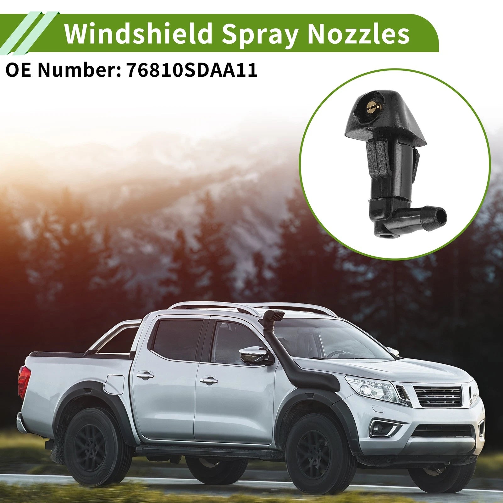 Set of 1 Windshield Washer Nozzle w/ Hose Connector for Honda (No.76810SDAA11)