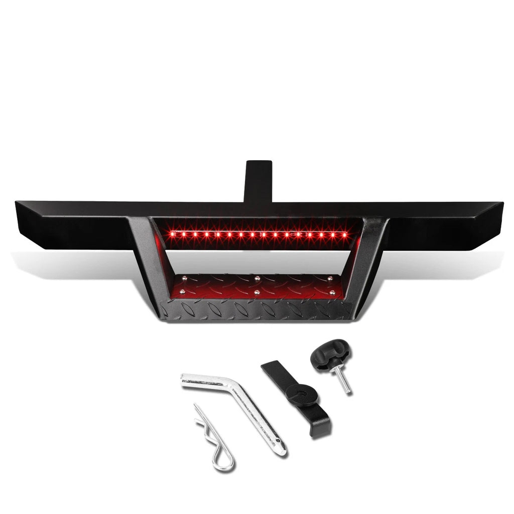 2" Tow Trailer Receiver Hitch Step Bar Bumper Guard w/LED for Universal