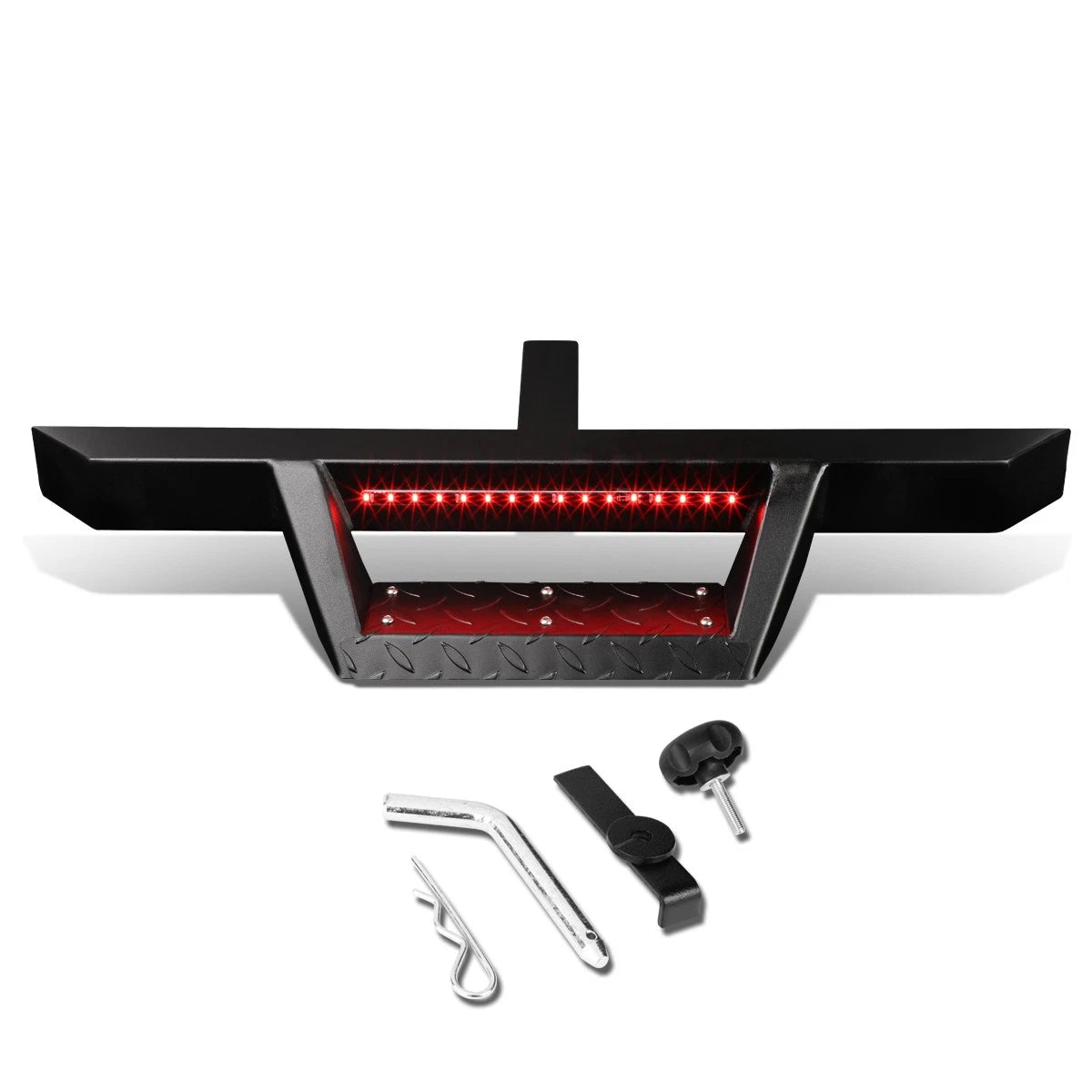 2" Tow Trailer Receiver Hitch Step Bar Bumper Guard w/LED for Universal