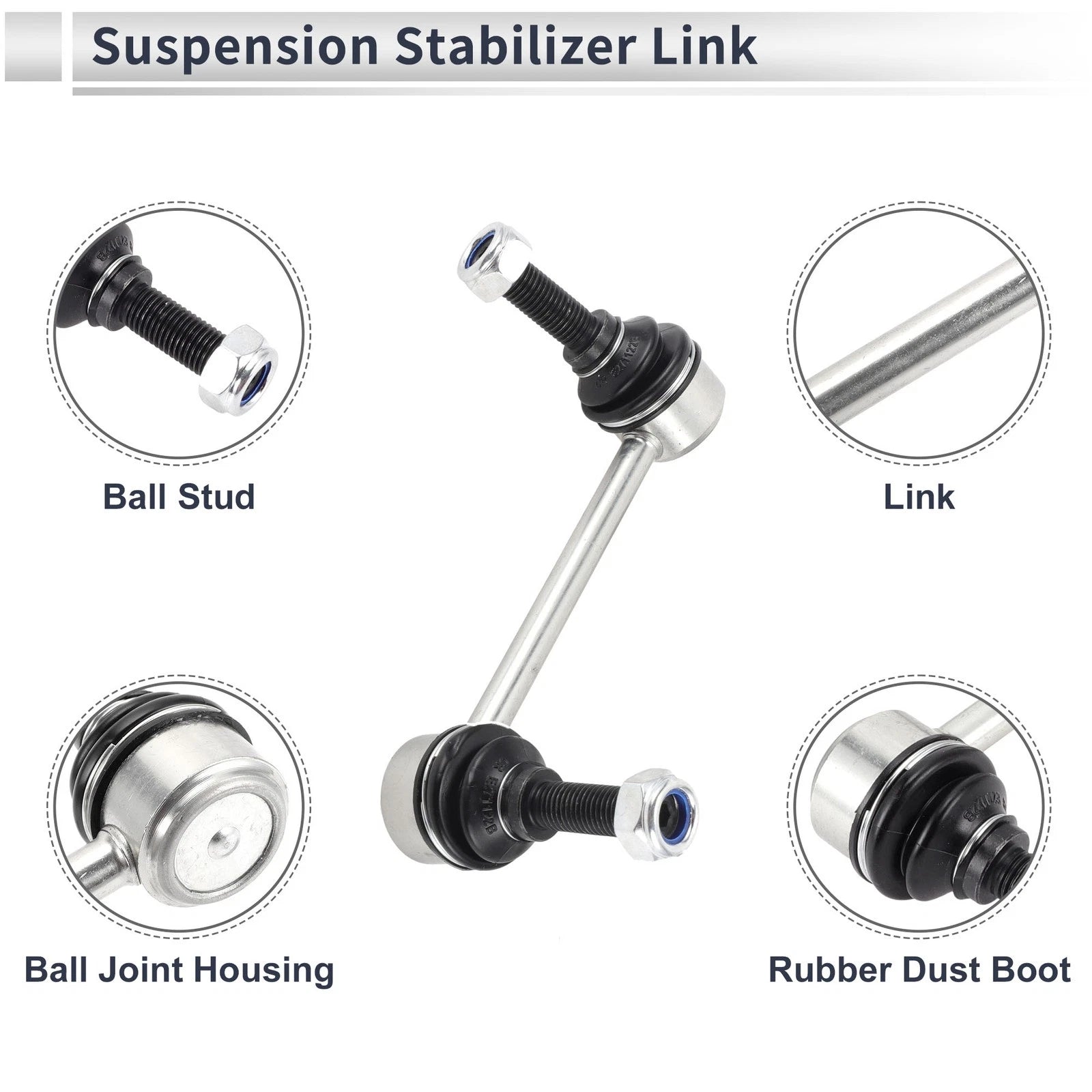 Front Stabilizer Bar Links with 2 Pcs Bushing for Jeep Grand Cherokee (1999–2021) No.K750578