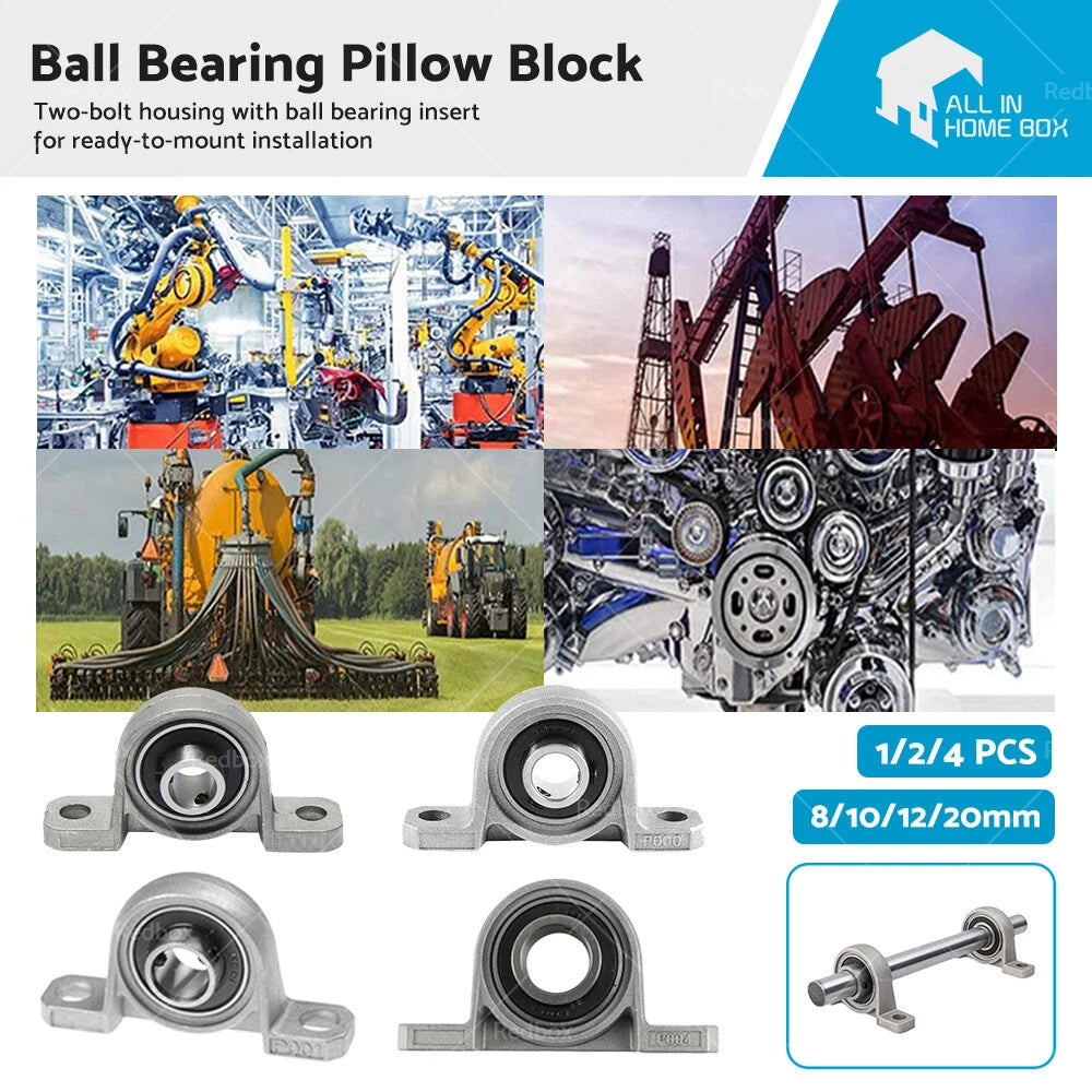Pillow Block Ball Bearing for KFL001 (8/10/12/20mm ID) Zinc Alloy