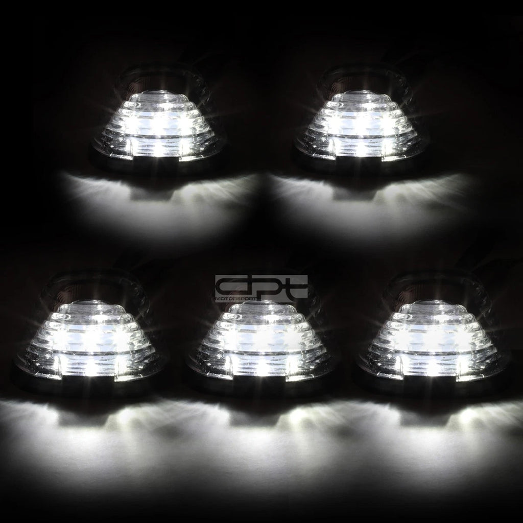 5Pcs Chrome White LED Cab Roof Running Light for Ford Superduty (1999–2016)