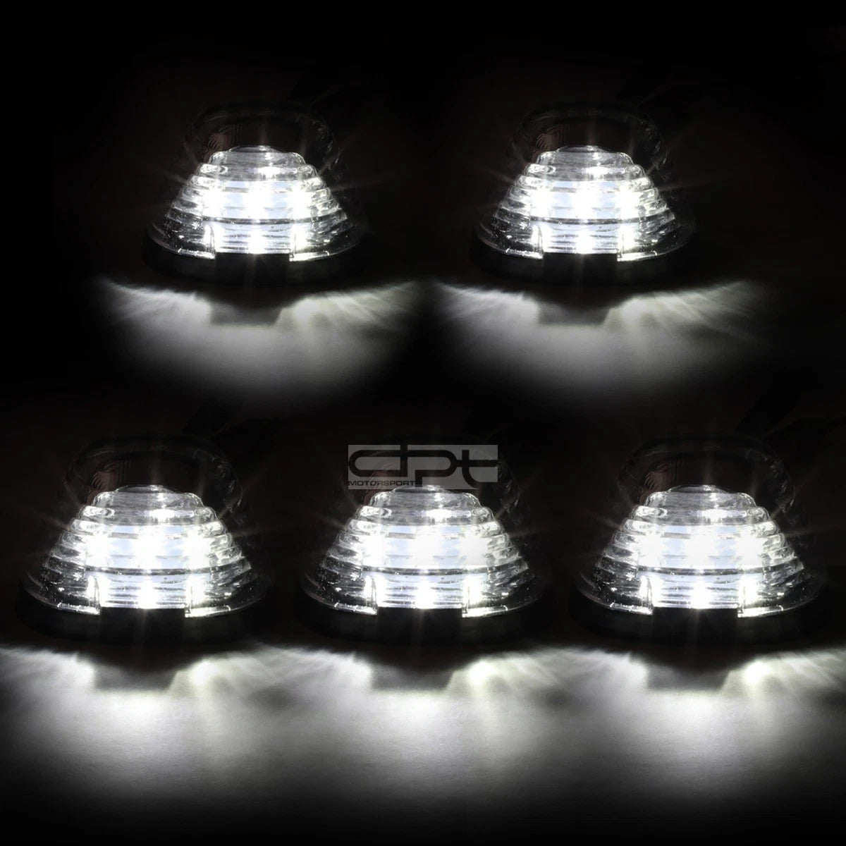 5Pcs Chrome White LED Cab Roof Running Light for Ford Superduty (1999–2016)
