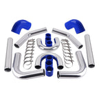 Universal 2.5" Aluminum Turbo Intercooler Pipe Tube Kit w/ Silicone Hose + Clamp