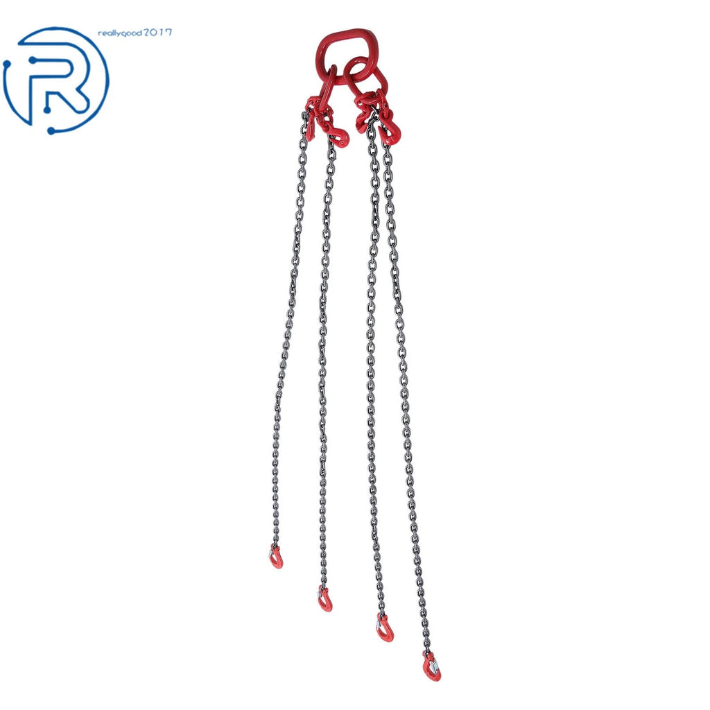 4 Leg Lifting Chain Sling 1/4in × 5ft w/ Grab Hook 6600lbs Capacity G80