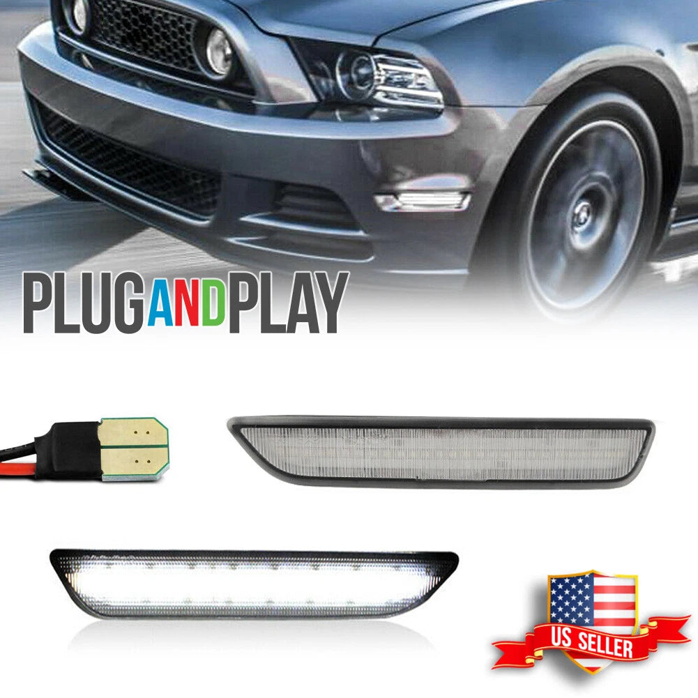 Clear Lens LED Side Marker Lights for Ford Mustang (2010–2014)