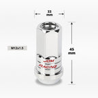 Set of 20 M12X1.5 Chrome JDM Open End Lug Nuts with Spline Locks & Key