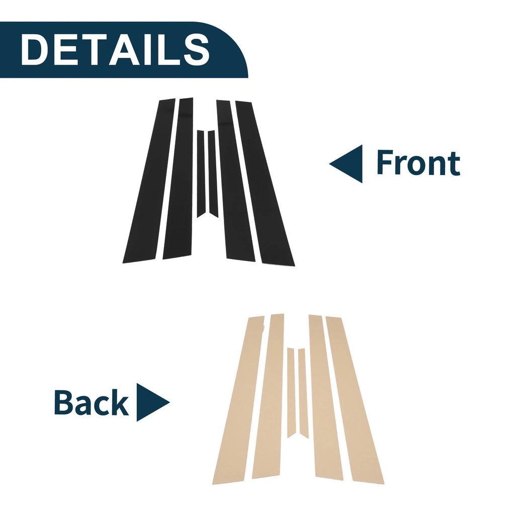 6 Pcs Door Pillar Window Trim for Honda Accord (1998–2002) Black