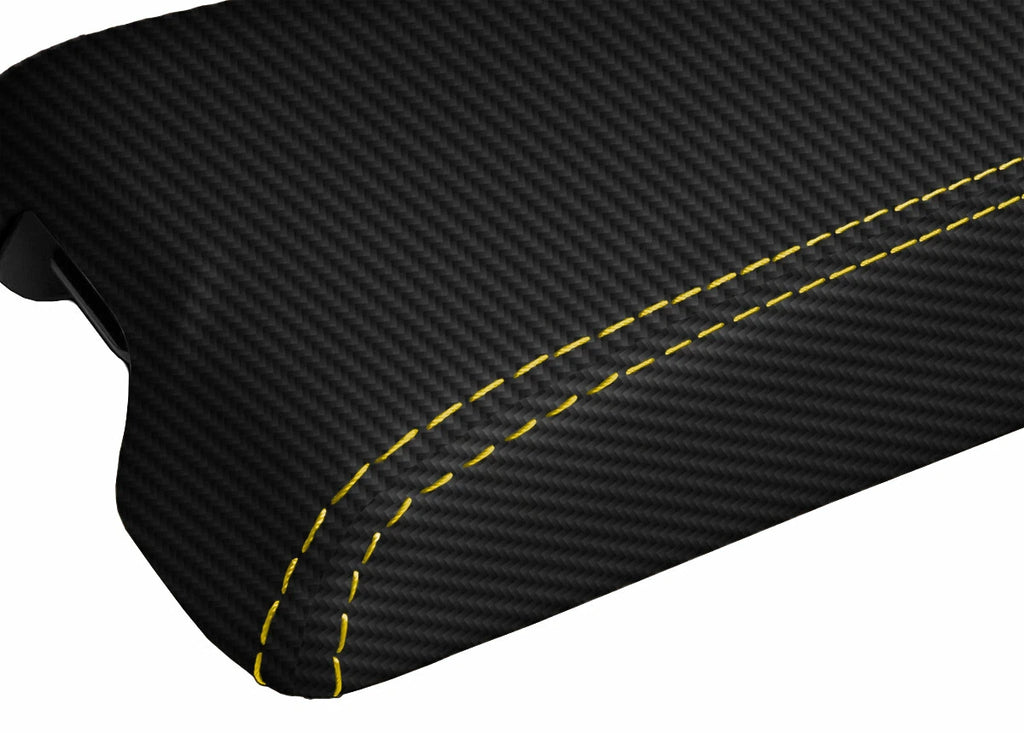Console Lid Cover for Infiniti G35 Coupe (2002–2007) Carbon Fiber Yellow Stitch