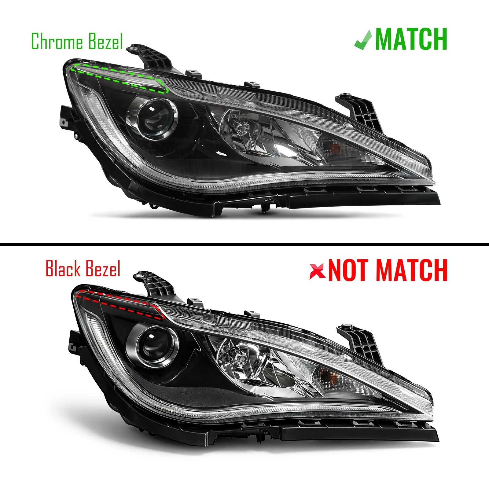 Halogen Headlight with Bulb Chrome Bezel Right RH for Chrysler Pacifica (2017–2020)