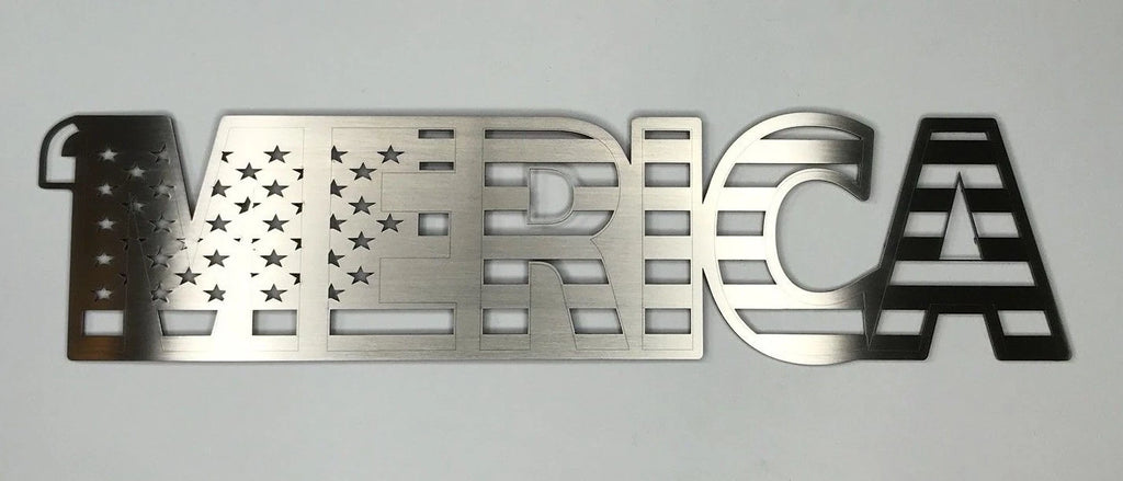 Stainless Steel USA Emblem Adhesive Decal for Cars and Trucks (Brushed)