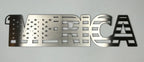 Stainless Steel USA Emblem Adhesive Decal for Cars and Trucks (Brushed)