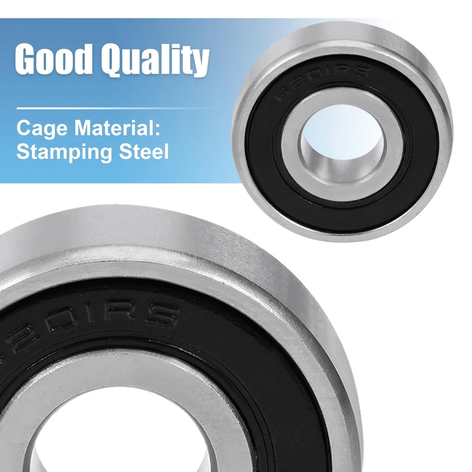 Set of 5 6201-2RS Deep Groove Ball Bearings 12mm x 32mm x 10mm Chrome