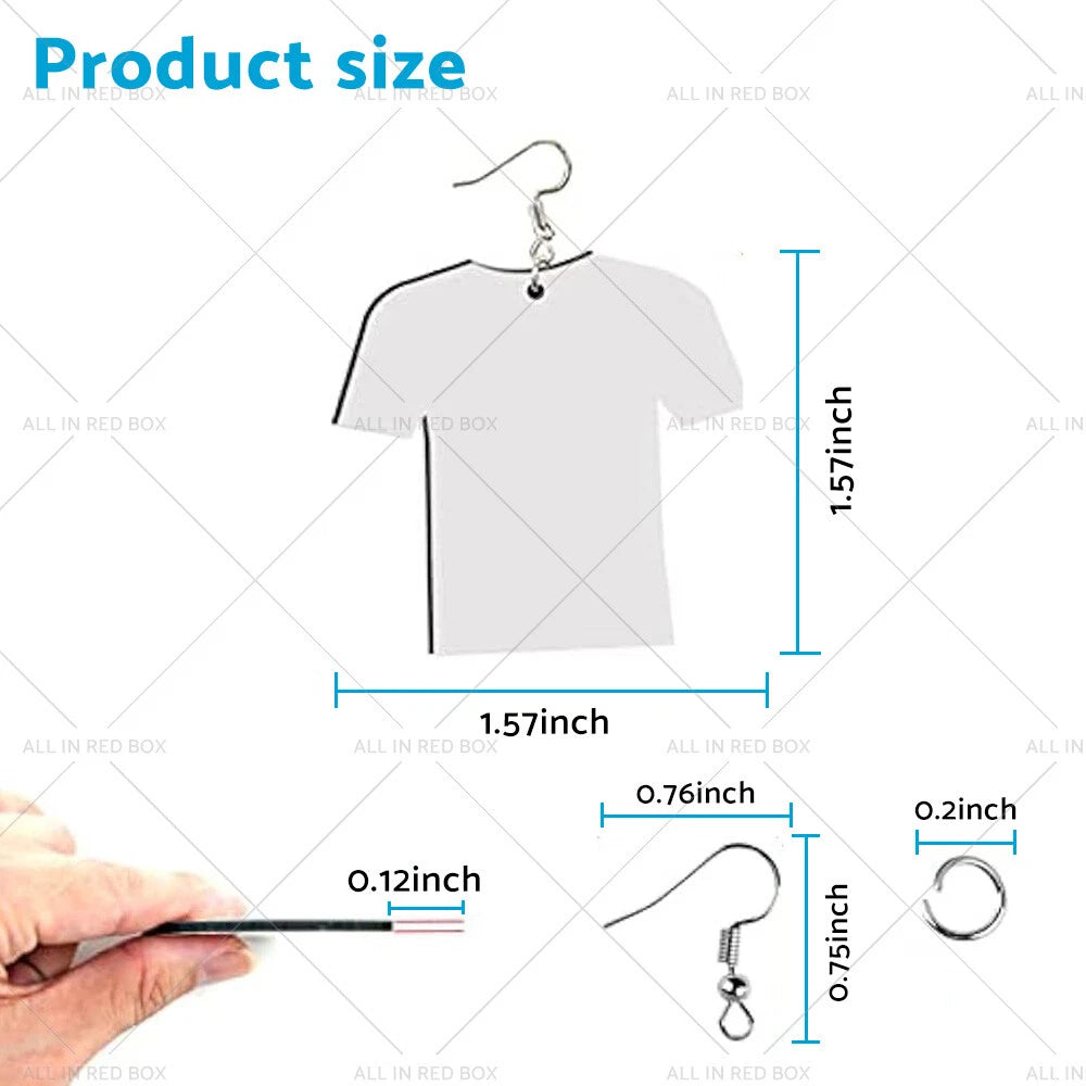 48PCS Blank MDF Football Shirt Earring Wood Double-Sided DIY