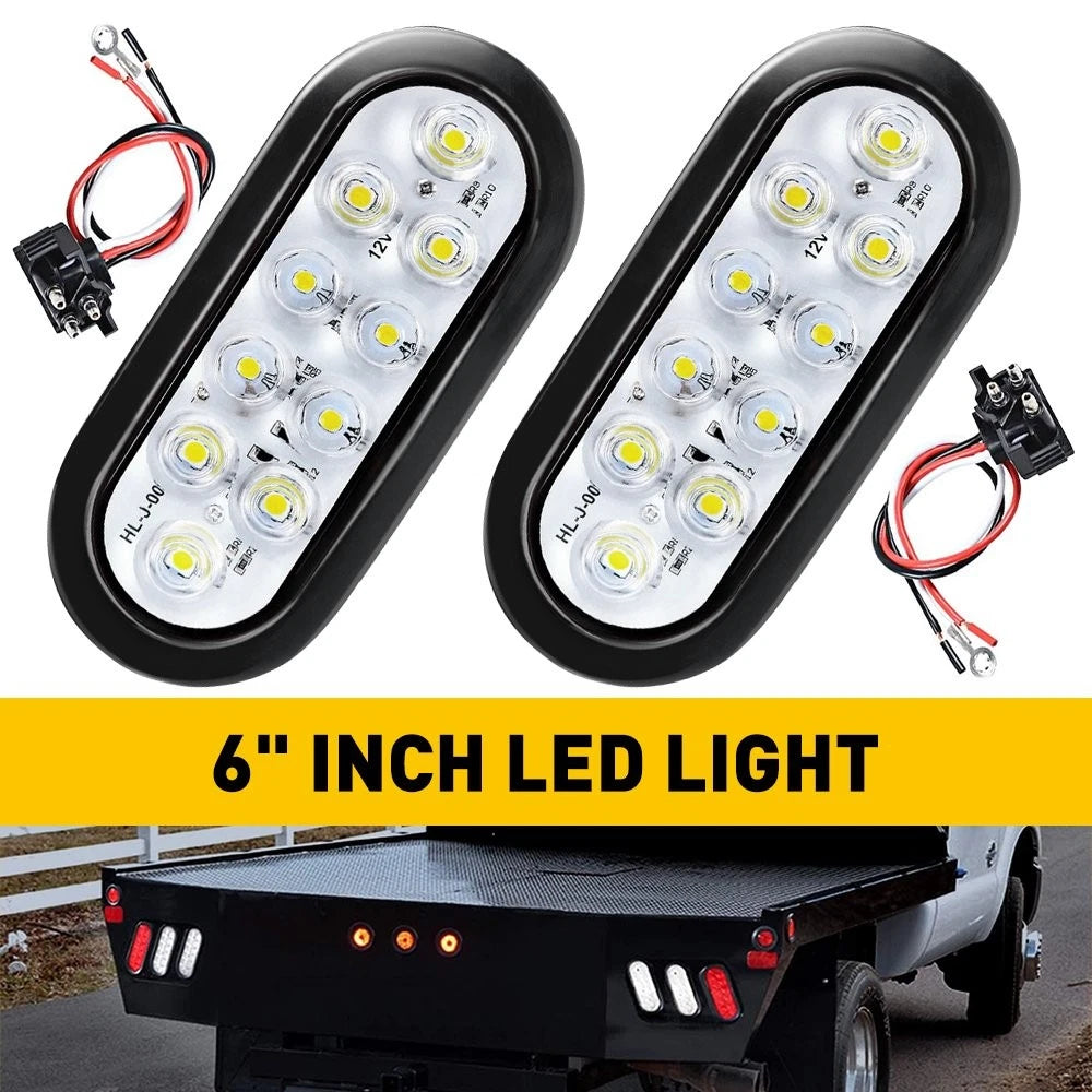 10 LED Oval Trailer Truck Stop Turn Backup Tail Lights for Universal Fit (N/A)