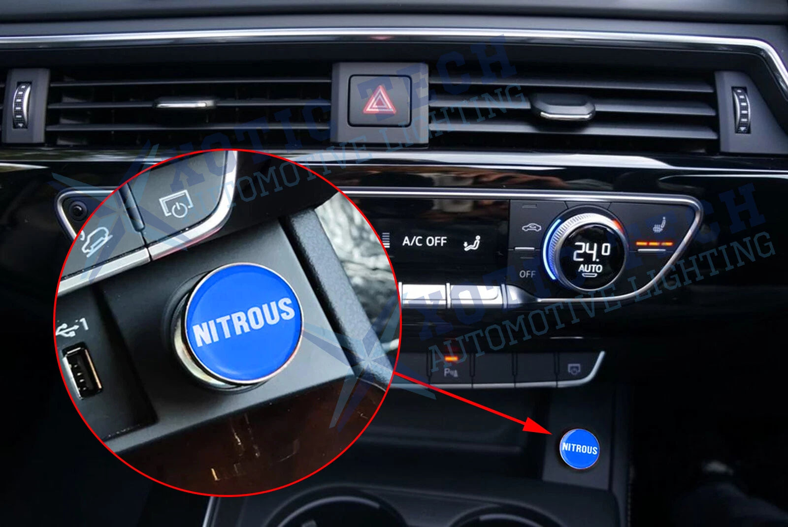 Nitrous Push Button Cigarette Lighter Accessory for Universal Blue (-)