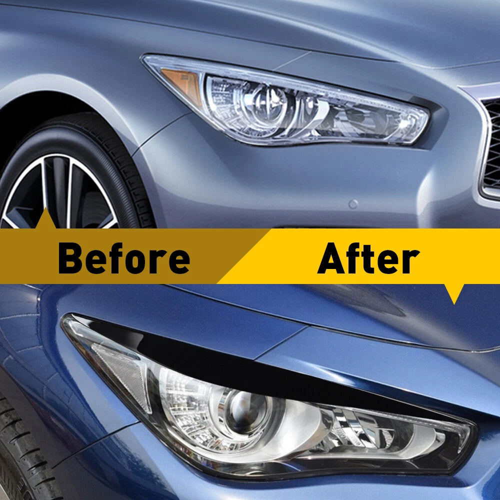 Headlight Eyelid Eyebrows for Infiniti Q50 (2014–2021) Gloss Black