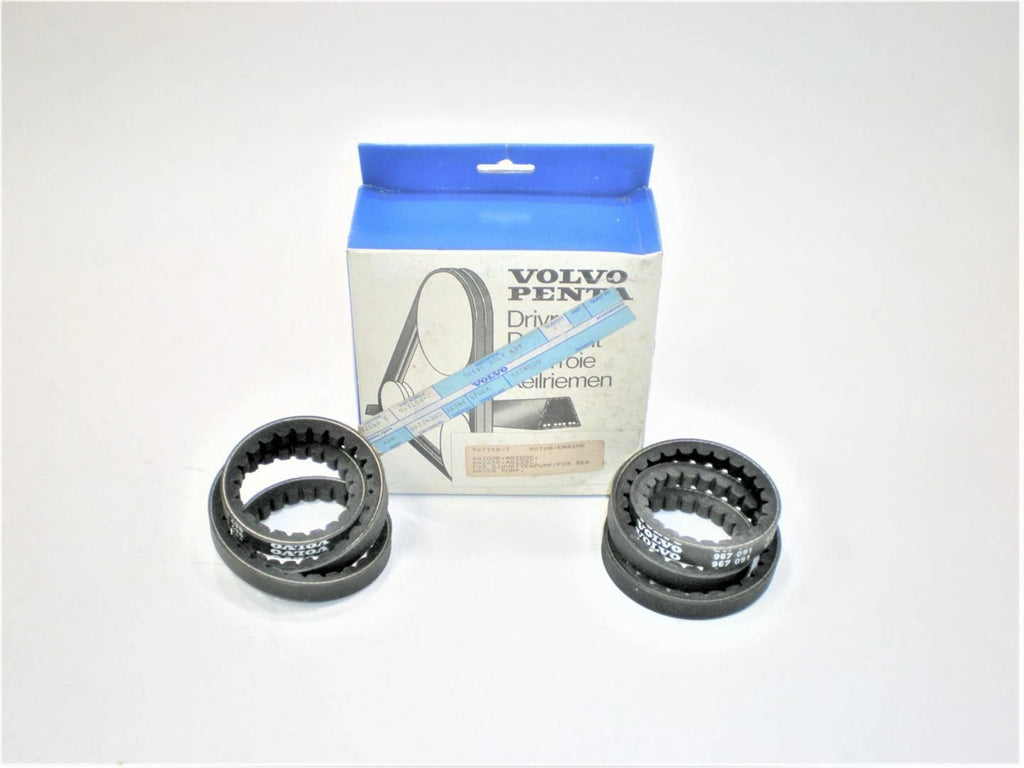 Set of 2 Sterndrive Water Pump Alternator Belts for Volvo Penta (967158-7)