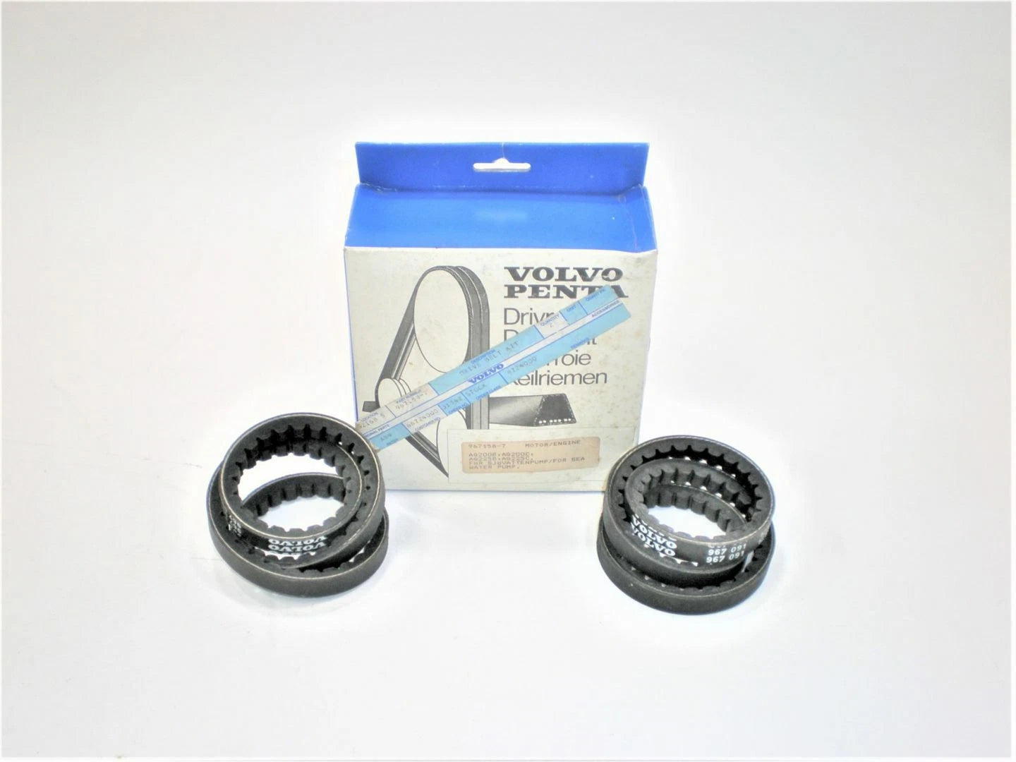Set of 2 Sterndrive Water Pump Alternator Belts for Volvo Penta (967158-7)
