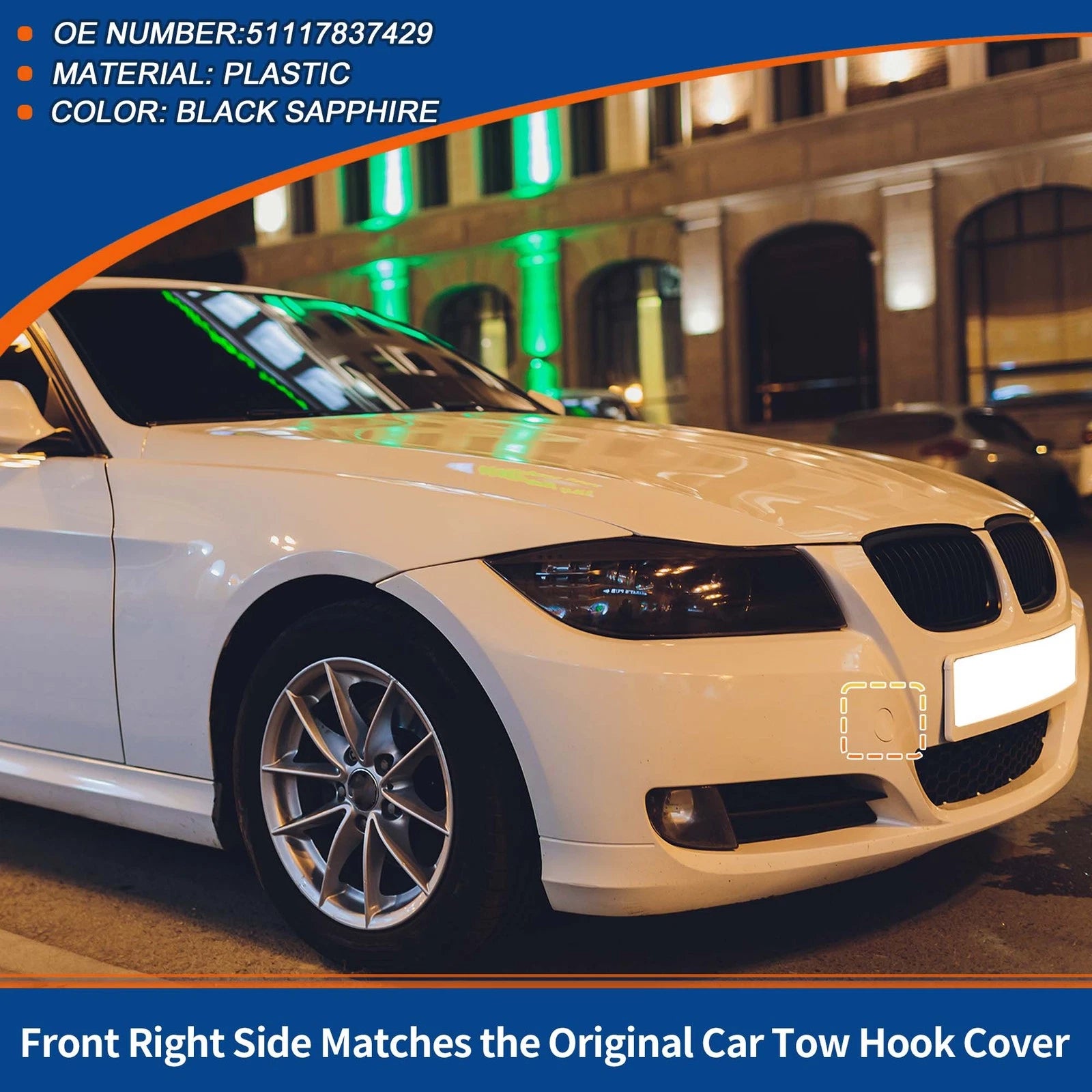 Tow Hook Cover for BMW E81 E87 (2006–2011) No. 51117837429 Black Sapphire