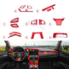 Red Center Console Strip Gear Shift Frame Decor for Honda Civic (2016–2021)