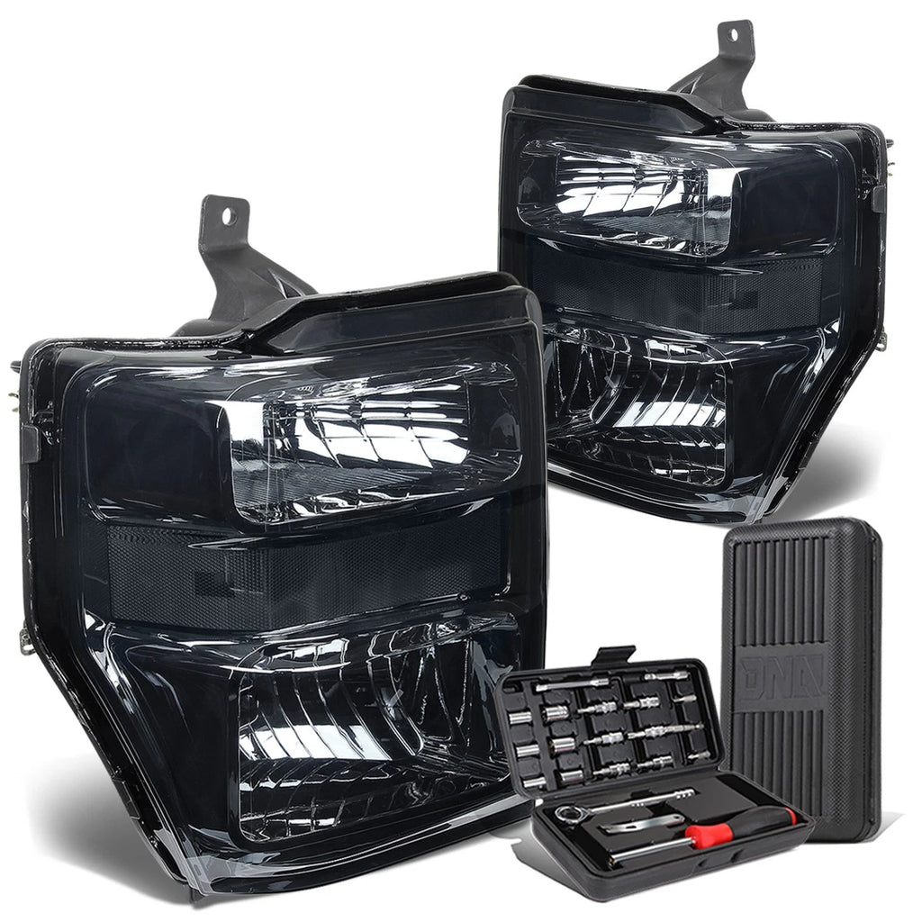 Pair of Smoked/Clear Corner Headlight Lamps for Ford Super Duty (2008–2010)