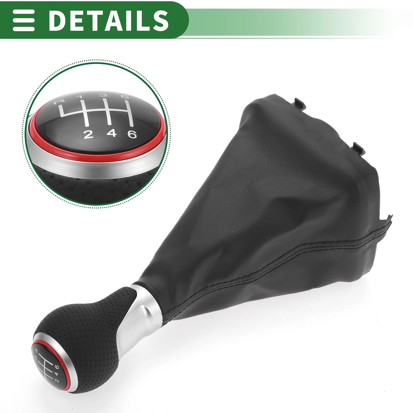 6-Speed Gear Shift Knob with Cover for Audi A3 (2013–2020) Matte Red Black