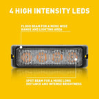 4X Amber LED Emergency Beacon Strobe Lights for Car Truck