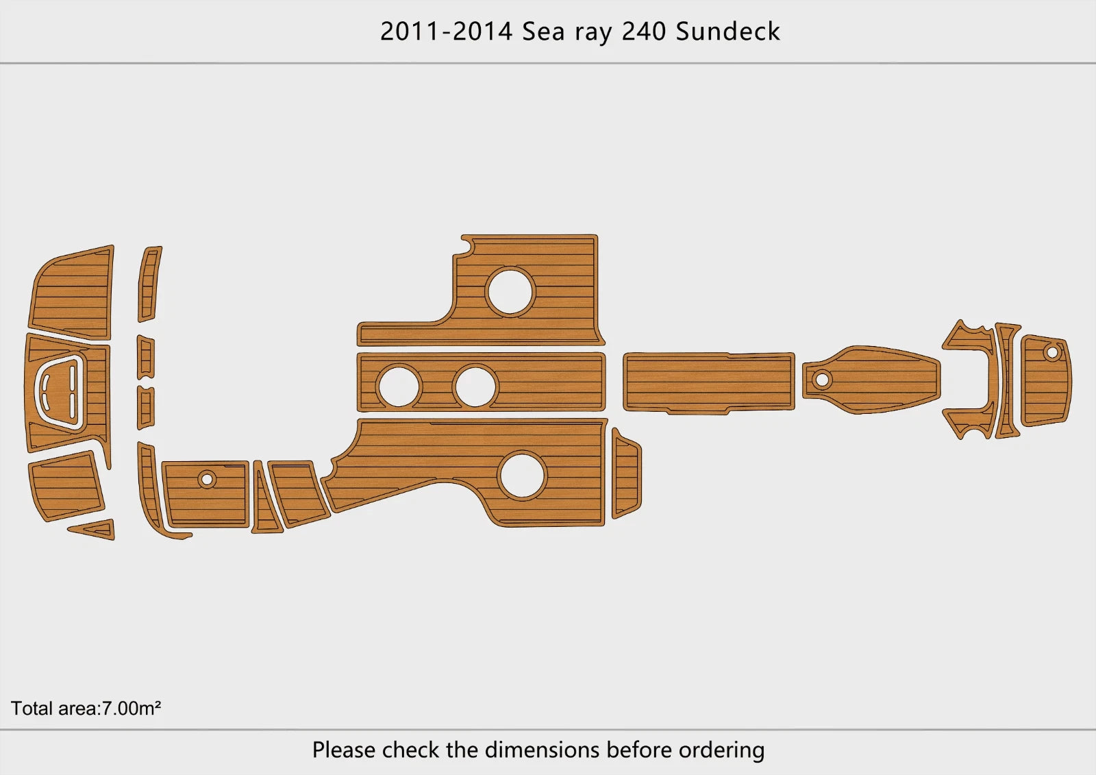 EVA Faux Teak Flooring Pads for Sea Ray 240 Sundeck (2011)