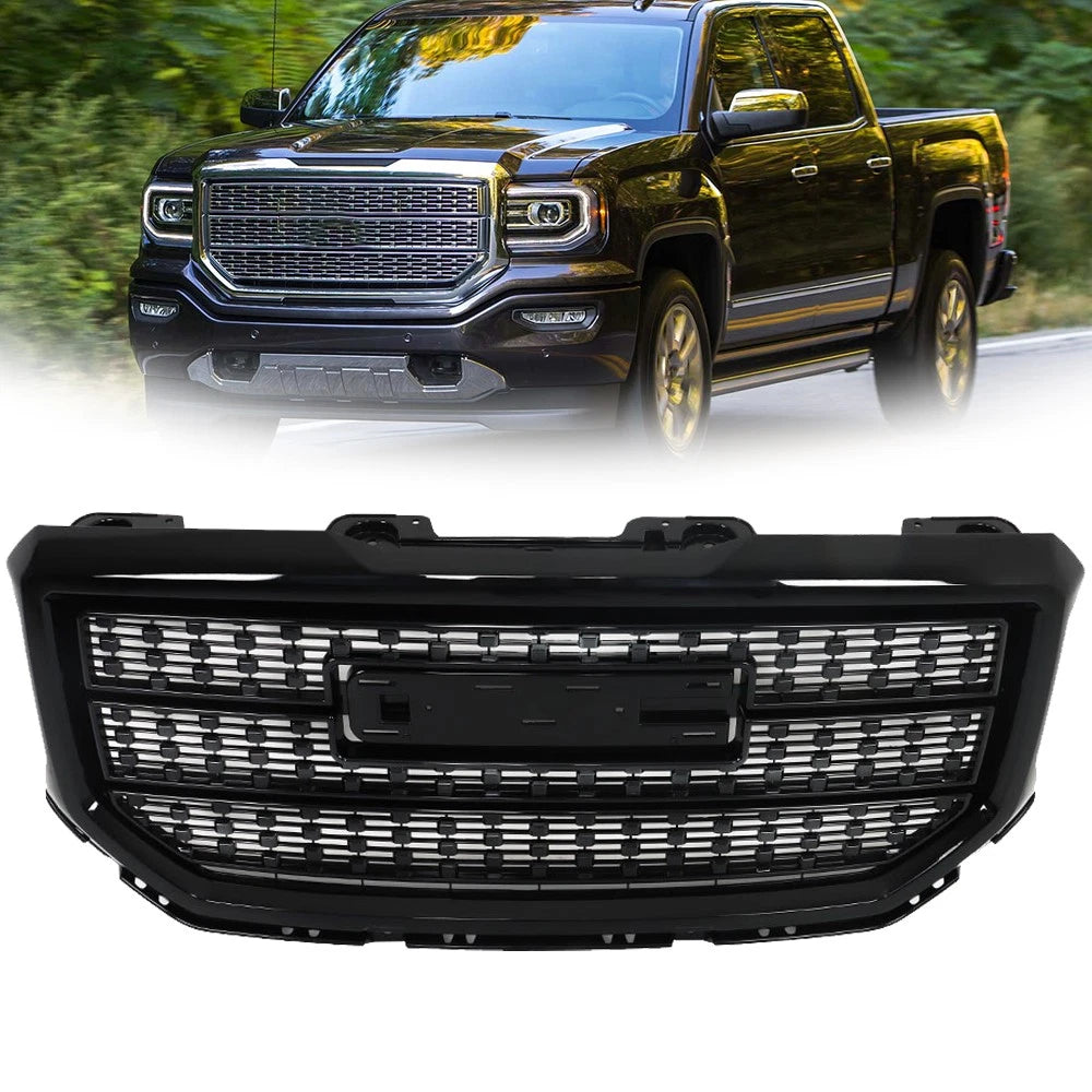 Denali Style Black Mesh Front Bumper Grille for GMC Sierra 1500 (2016–2018)